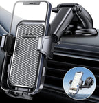 3-in-1 Car Phone Holder, Strong Suction Phone Mount for Windshield/Dashboard/Desk, Hands Free Dash Mounted Car Cell Phone Holder Stand, Truck Phone Holder for iPhone Samsung Android Smartphone