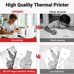 ORGBRO Sticker Printer Machine, X3 Mini Printer Print Pods Portable Thermal Inkless Sticker Maker, 3-Inch 300 DPI Bluetooth Pocket Printers for Smartphones, Notes, Journal, Photos, DIY, Kids Gift