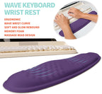 2-in-1 Ergonomic Set, Wave Rise Keyboard Wrist Rest and Massage Bulge Slope Mouse Pad Wrist Support, Cushion Memory Foam Integrated to Relieve Wrist Pain, Dark Purple