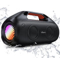 100W Bluetooth Speaker, Outdoor Wireless Boombox with Powerful Bass, RGB Lights, IPX7 Waterproof|30H Playtime|USB-C|TWS|AUX, Portable for Party, Camping, Pool, Beach, Backyard-Black