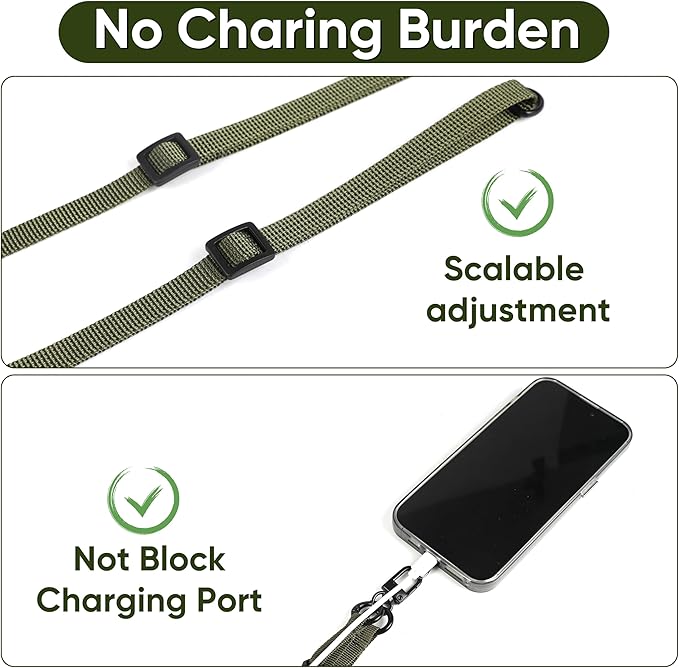 Cell Phone Strap Adjustable Wrist Strap Crossbody Cellphone Holder Extra Long Phone Lanyard Wrist Lanyard (Army Green)