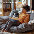 Lap Beanbag Cozy Kindle Pillow Stand for Bed with Adjustable Arm, 360° Tablet Holder, Fits 4.7"-13" Kindle, iPad, Phone, Lap Desk for Hands Free Reading in Bed, Couch, Sofa,Gray