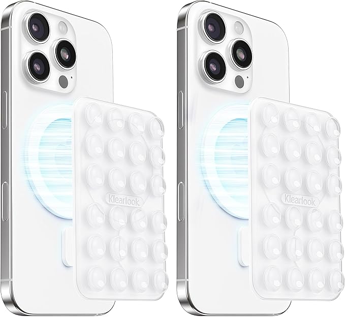 Klearlook 2PCS Magnetic Suction Phone Mount for MagSafe Case, Sticky Phone Grip Holder for iPhone, Removable Hands-Free Selfie/Video for TikTok Influencers, Women Girl Teen Gift, Transparent