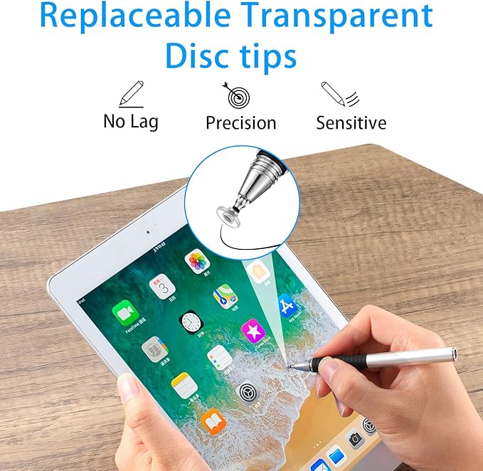 Zonon 12 Pcs Replacement Stylus Pen Tips Only Precision Round Shape Replaceable Stylus Universal Pen Disc Tips for Touch Screen Devices Daily Using Supplies