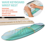 2-in-1 Ergonomic Set, Wave Rise Keyboard Wrist Rest and Massage Bulge Slope Mouse Pad Wrist Support, Cushion Memory Foam Integrated to Relieve Wrist Pain, Blue Gold Marble