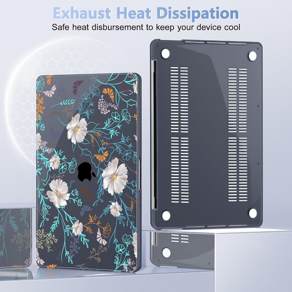 Case for MacBook Pro 13 inch with/Without Touch Bar (2016-2022, M2 A2338 M1 A2289 A2251 A2159 A1989 A1706 A1708), Hard Shell + Keyboard Cover + Dust Plug, Rustic Flowers