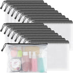 Umriox Zipper Mesh Document Pouch, 9.5x7.1 in (Black, 18 Packs), Clear Zipper Pouches, Waterproof Zipper Pouches for Office Supplies Cosmetics Travel Storage