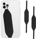 Phone Grip Strap - Pack of 2 Reversible Finger Holder for Phone Back, Customizable Anti-Slip Design, Wireless Charging Compatible Detachable Holder for iPhone - Carbon Fiber