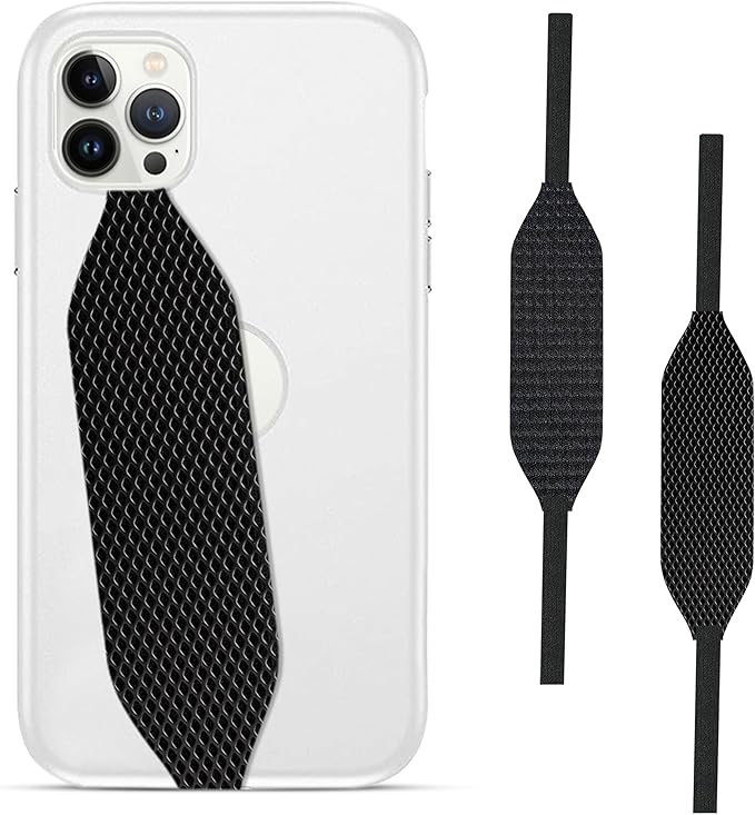 Phone Grip Strap - Pack of 2 Reversible Finger Holder for Phone Back, Customizable Anti-Slip Design, Wireless Charging Compatible Detachable Holder for iPhone - Carbon Fiber
