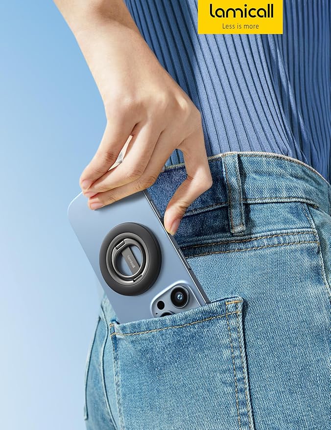 Lamicall Magnetic Phone Grip Stand for MagSafe - 2025 [Upgrade Dual-Hinge] Finger Ring Holder Phone Kickstand, Super Magnet 360° Rotation Ring, Mag Safe Accessories for iPhone 16 15 Pro Max, Androids