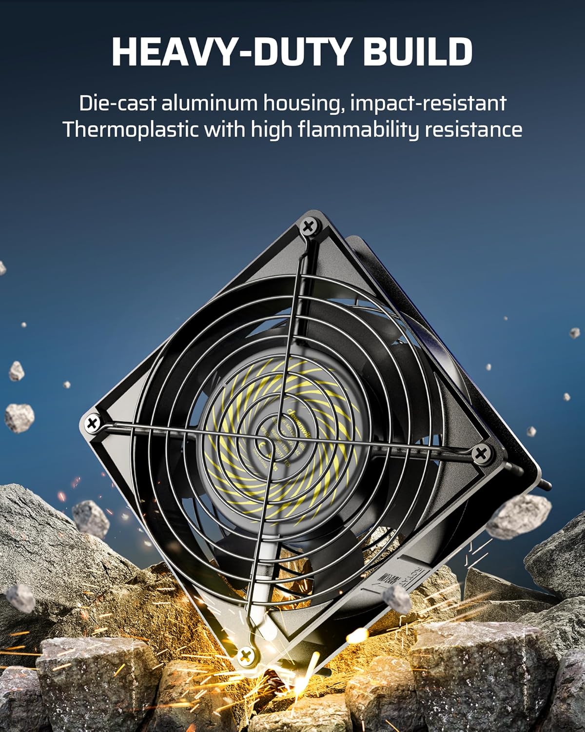 DEWENWILS 120V AC Fan, Waterproof Exhaust Fan 120mm, 18W 2850RPM 90CFM, DIY Cooling Fan for Refrigerator, Computer Case, Compressor Engine, Generator, UL Listed