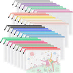 Umriox 32PCS Mesh Zipper Pouch, Zipper Bags for Organizing, A4, Letter Size, Storage Bags for Board Game, Puzzles, School Office Supplies