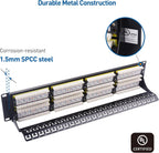 [UL Listed] Cable Matters 48 Port Patch Panel Rackmount or Wall Mount 19-Inch with Support Bar, 2U Cat6 Network Patch Panel for 10 Gigabit Ethernet, 110 or Krone Impact Tools Compatible