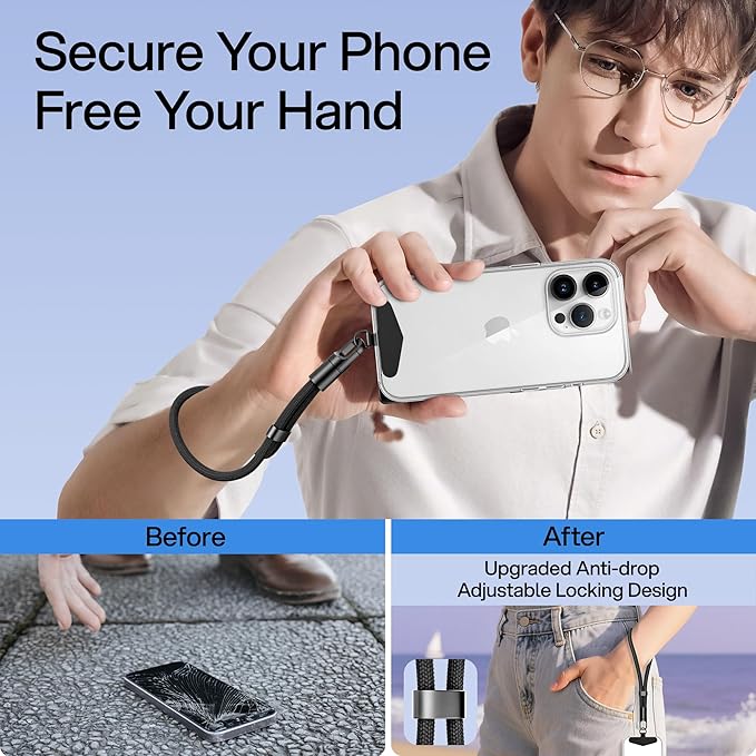 Kaptron Adjustable Phone Wrist Strap - Universal Cell Phone Lanyard Wrist Strap with Lanyard Patches