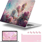 Case for MacBook Pro 13 inch with/Without Touch Bar (2016-2022, M2 A2338 M1 A2289 A2251 A2159 A1989 A1706 A1708), Hard Shell + Keyboard Cover + Dust Plug - Flowers