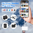 SD Card Reader for iPhone iPad Mac, Digital Camera Adapter to iPhone Lightning & USB C Dual Connector, Trail Camera Memory Card Viewer with SD/Micro SD/USB-A 3 Slot, No App Plug and Play