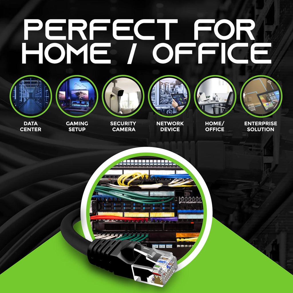 GearIt 24-Pack, Cat5e Ethernet Patch Cable 2 Feet - Snagless RJ45 Computer LAN Network Cord, Black