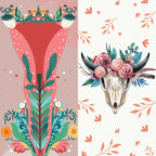 Phone Grip Strap - Reversible Finger Holder for Phone Back, Customizable Anti-Slip Design, Wireless Charging Compatible Detachable Holder for iPhone - Boho Bouquet