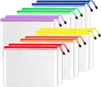 SUNEE Plastic Mesh Zipper Pouch 7x11 in (6 Colors, 12 Packs), Small Water-Resistant Zip Bag for School Office Supplies, Pencil Organizing Storage