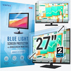 27 inch Blue Light Blocking Screen Protector Panel for 16:9 Widescreen Computer Monitor and Laptop - PC Anti-UV Eye Protection Filter Film - Anti-Scratch Diagonal Frame Shield [2 Pack]