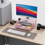 gianotter Computer Monitor Stand Riser, office organizer with Drawer, Office Organizers Storage for Classroom Office Supplies (Pink)