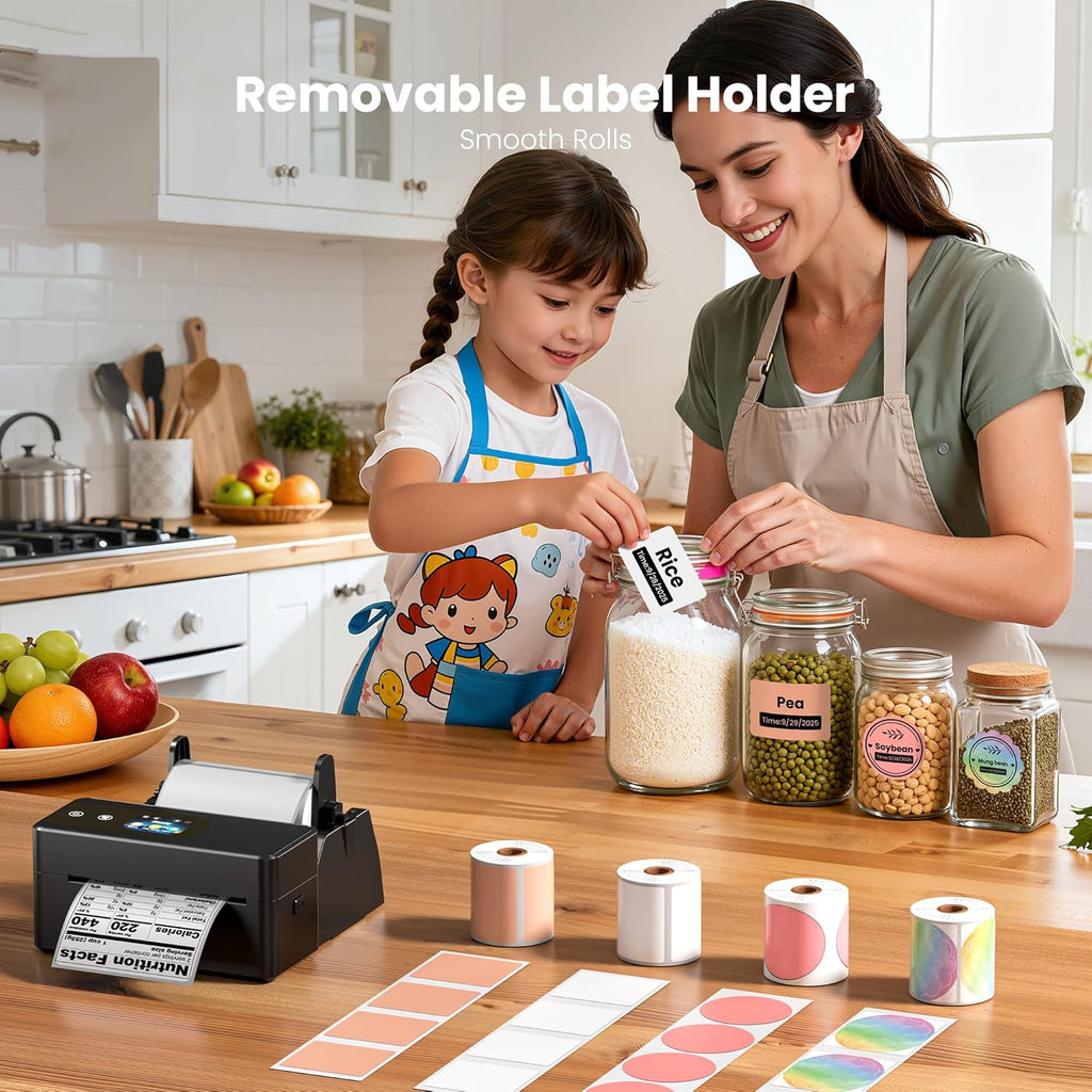 Bluetooth Shipping Label Printer with Touchscreen – Upgraded 4x6 Thermal Printer for Small Businesses & Shipping Packages, Compatible with Phone, PC and Tablet, Widely Used for Amazon, Shopify, Etsy