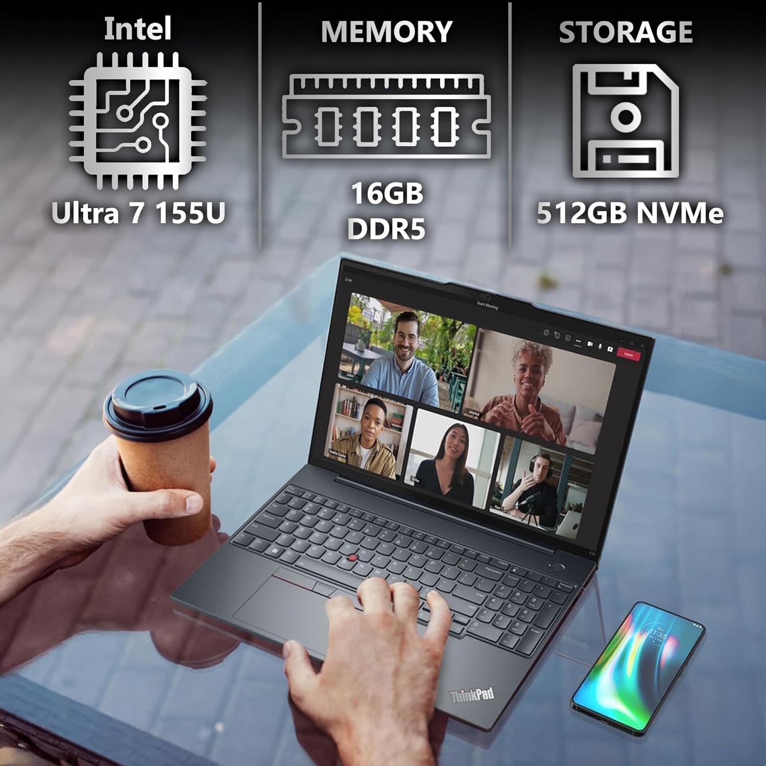 Lenovo ThinkPad T16 Gen 3 Business Laptop 16” FHD+ Display, Intel Ultra 7-155U (Beats i7-1355U), 16GB DDR5 RAM, 512GB SSD, 5MB Webcam, WiFi 6E + BT, RJ-45, HDMI, Win 11 Pro, AI Copilot - Black