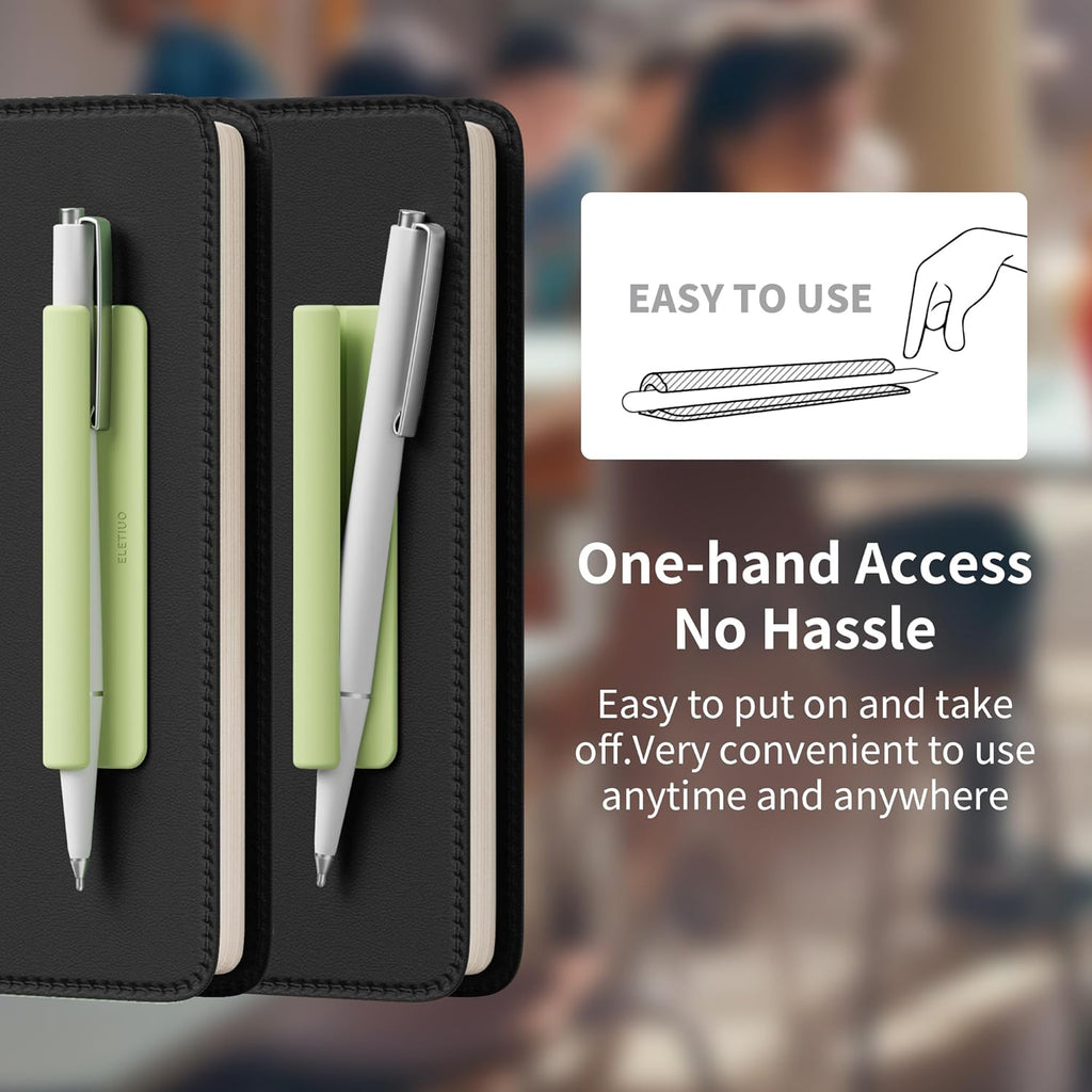 ELETIUO Pencil Holder For Most Pens,Pencils,Self-Adhesive Stick To Notebooks,Diary,Desks,Whiteboards Or Any Surface,Silicone Pen Holder For Home,Office And Desk Organization,Green