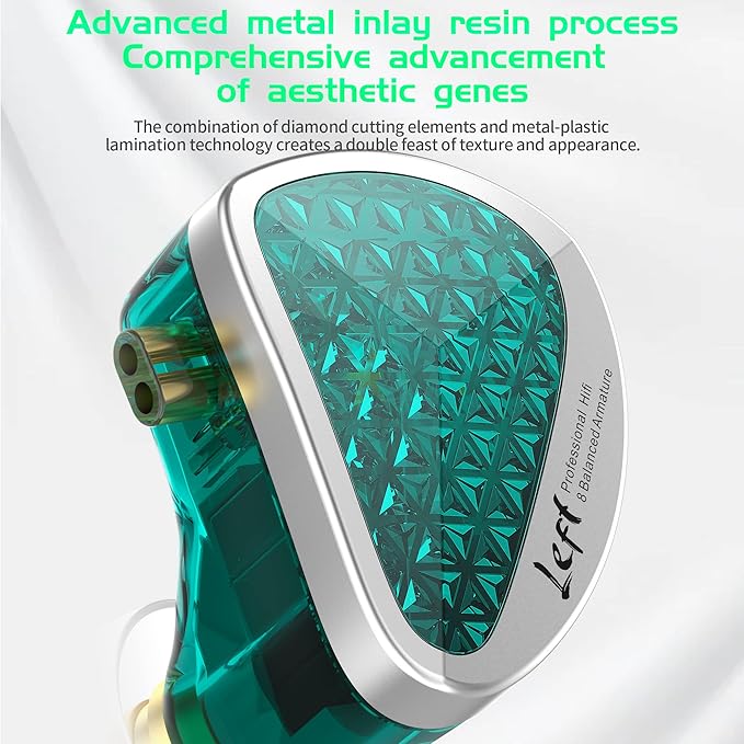 KZ AS16 PRO in Ear Monitor,8 BA Units on Each Side Wired Earphone with Detachable Cable HiFi IEM Earbuds,Stage Monitor Earphone HiFi Earbuds Headphone for Musician Audiophile(Cyan,Without Mic)