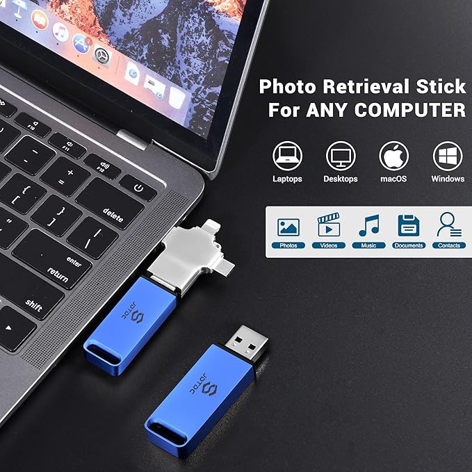 128GB Auto-Photo-Backup-Stick for All Device Secure Picture-Saver-Flash-Drive Universal Photo Video Backup Device Photo-Saver-Thumb-Drive iPhone-Backup-Storage Computer-Photo-Stick iPad-Backup-Memory