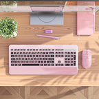 Wireless Keyboard and Mouse Set with Quiet Keys, 2.4G Full Size Ergonomic Keyboard with Wrist Rest, Protective Covers, Soft Touch Silent Design for Windows, Computer, PC and Laptop