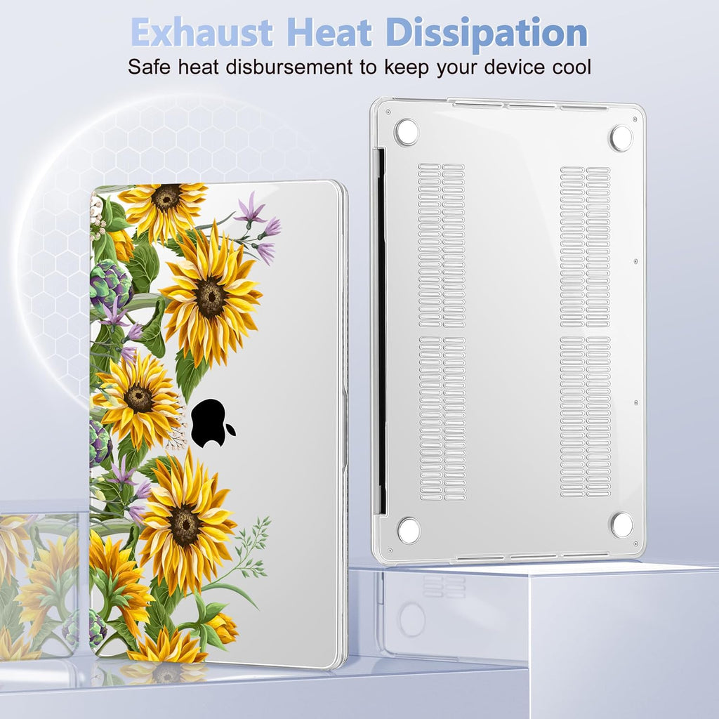 Case for MacBook Pro 13 inch with/Without Touch Bar (2016-2022, M2 A2338 M1 A2289 A2251 A2159 A1989 A1706 A1708), Hard Shell + Keyboard Cover + Dust Plug, Sunflowers