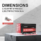 2 Packs 12V 300Ah Lithium LiFePO4 Battery,200A BMS 3840WH Rechargeable Lithium Iron Phosphate Battery 15000+ Deep Cycles for Solar Energy Storage,Backup Power,RV,Camping