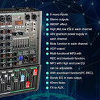 8 Channel Dj Mixer, Dj Board for Pa Stage systems with 99 Kinds of DPS Digital Effects,Echo+Delay Effect,Mic/Line XLR+6.35mm Input, AUX, Usb,MP3 Player,Recording Headphone Jack,PA-8