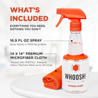 WHOOSH! Screen Shine Pro 16.9 fl oz Refillable Screen Cleaner for TV, OLED, and Monitors – Streak-Free Spray with Microfiber Cloth – Safe for Flat Screen, LCD, Smart Displays – Non-Toxic and Odorless