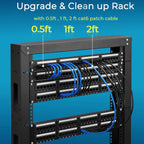 Rapink Patch Cables Cat6 3ft (24 Pack), Ethernet Patch Cable 10G Support, Cat 6 Patch Cable for Patch Panel to Switch, Flexiable Cat 6 Ethernet Cable with Gold Plated Black