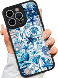 AIGOMARA Magnetic Case for iPhone 15 Pro [Compatible with MagSafe] Blue Shell Starfish Ocean Holiday Collage for Women Girls Men Soft TPU Bumper Hack PC Back Heavy Duty Protective Slim Cover