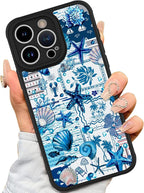 AIGOMARA Magnetic Case for iPhone 15 Pro [Compatible with MagSafe] Blue Shell Starfish Ocean Holiday Collage for Women Girls Men Soft TPU Bumper Hack PC Back Heavy Duty Protective Slim Cover