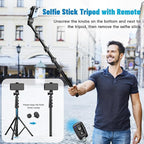 Victiv 70" Phone Tripod, Camera Stand Tripod with Remote and Phone Holder, Sturdy & Stable, Height Adjustable Selfie Stick Mode, Perfect for Selfies/Recording/Vlogging/Live Streaming