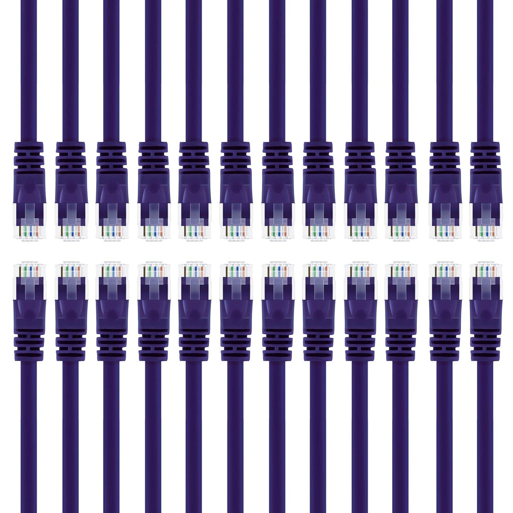GearIT 24-Pack, Cat5e Ethernet Patch Cable 3 Feet - Snagless RJ45 Computer LAN Network Cord, Purple - Compatible with 24 48 Port Switch POE Rackmount 24port Gigabit