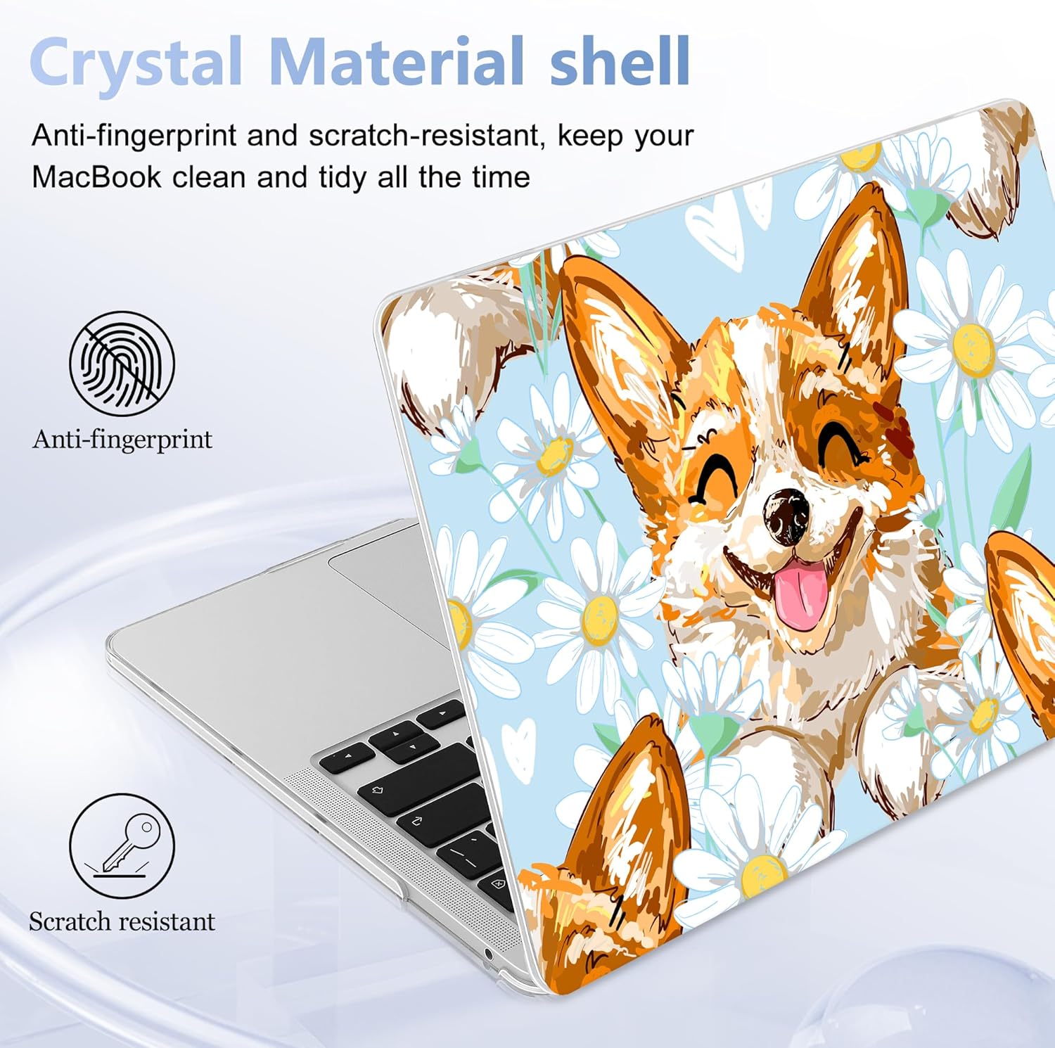 Case for MacBook Pro 13 inch with/Without Touch Bar (2016-2022, M2 A2338 M1 A2289 A2251 A2159 A1989 A1706 A1708), Hard Shell + Keyboard Cover + Dust Plug, Cute Corgi Dog