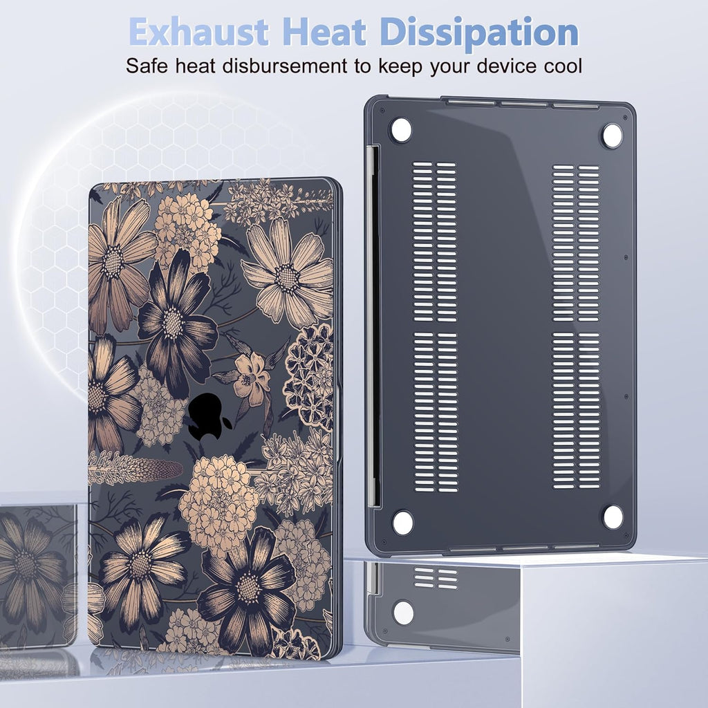 Case for MacBook Pro 13 inch with/Without Touch Bar (2016-2022, M2 A2338 M1 A2289 A2251 A2159 A1989 A1706 A1708), Hard Shell + Keyboard Cover + Dust Plug - Spring Floral