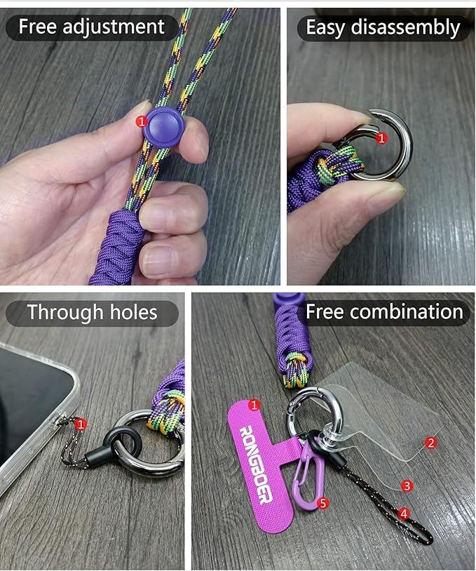 Cell Phone Lanyard Wrist Strap,Key Lanyard for Women,Phone Bracelet Strap,Phone Charms Strap,Camera Wrist Strap,Short Wrist Lanyard for Keys,Keychain Lanyard,Lanyards for Keys (Flower Purple)