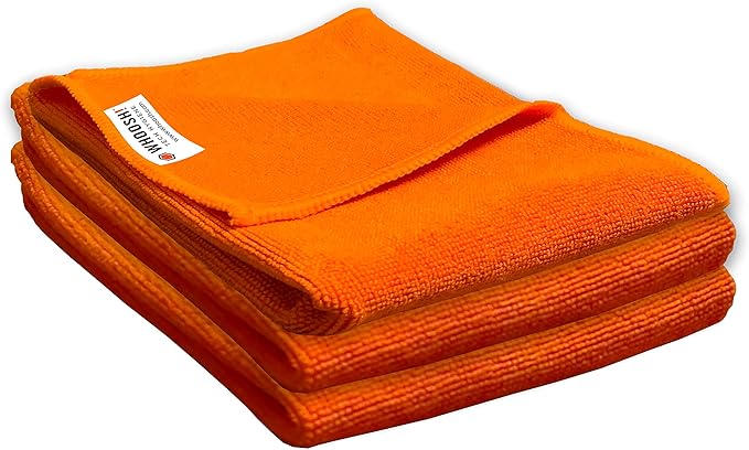 WHOOSH! Microfiber Cleaning Cloth, 3 Pack, Glasses and Screen Cleaning Cloth, Suitable for TV, Car Screen, Computer, Laptop, iPad, MacBook, Smart Phone, Monitor, Watches (14”x14”), Orange