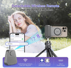 KIWIFOTOS for Magsafe Phone Camera Grip Magnetic Phone Tripod Handle with Bluetooth Remote & Tripod Mount Adapter for iPhone 16 Pro Max Samsung Smartphone Vlog Video Shooting (Gray)