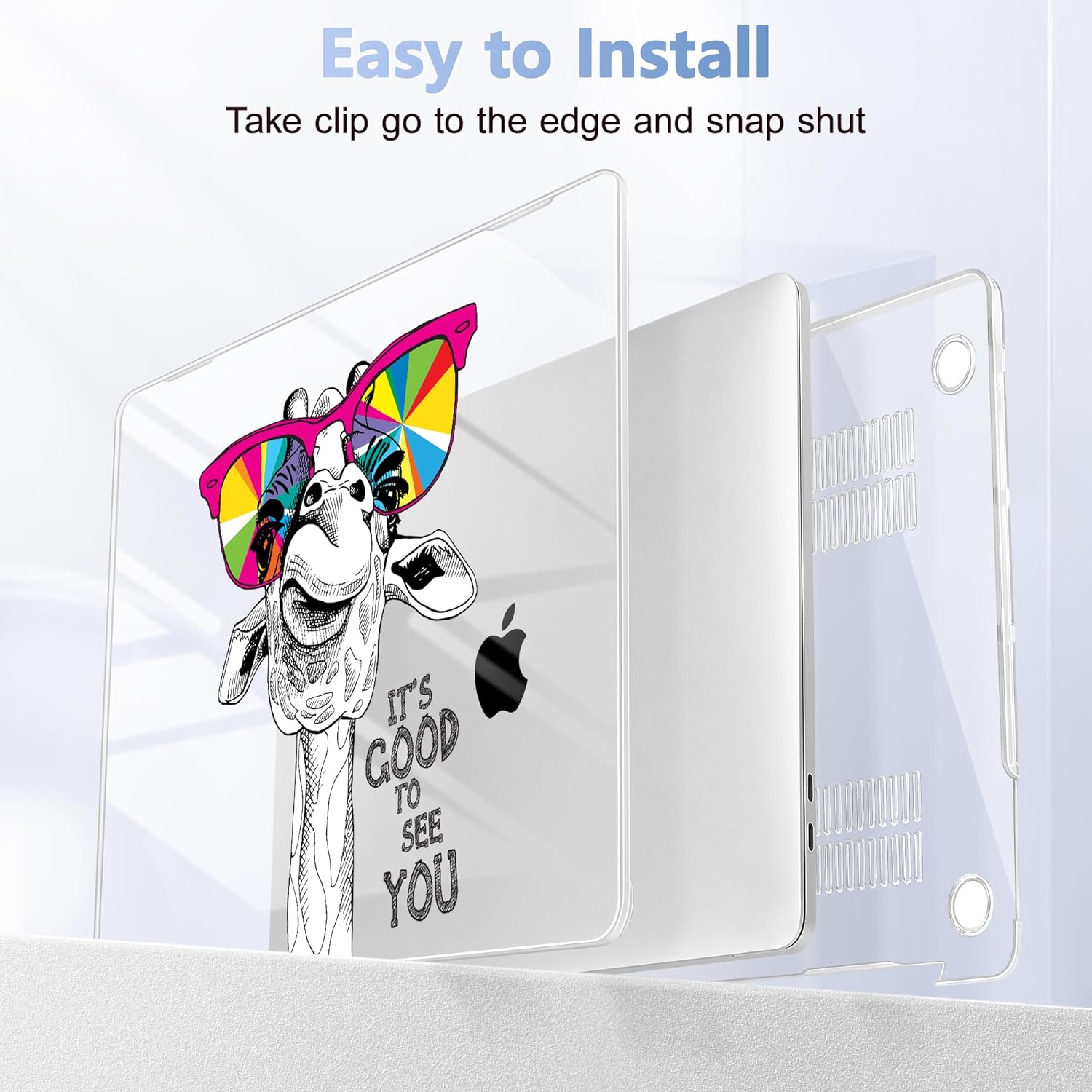 Case for MacBook Pro 13 inch with/Without Touch Bar (2016-2022, M2 A2338 M1 A2289 A2251 A2159 A1989 A1706 A1708), Hard Shell + Keyboard Cover + Dust Plug, Giraffe