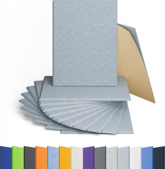 12 Pack Acoustic Panels Self Adhesive Sound Proof Foam, High Density Sound Acoustic Panel, 16X12X0.4 Inch 4:3 Rectangle Panels in Home, Office, Reccording Room, Studio, more(Blue Gray)