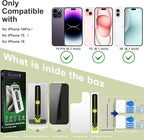 (2-Pack Anti-Spy Privacy Screen Protector for iPhone 14 Pro/15/16(6.1-Inch),9H Tempered Glass,Full Coverage,Anti-Fingerprint,Auto Dust Removal,Bubble-Free,Easy Installation