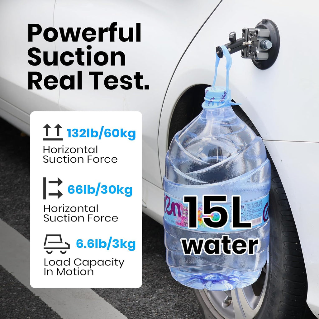 4.5" Suction Cup Camera Mount – Ultimate Car Camera Mount with Cold Shoe, NATO Rail, and Threaded Holes for Cameras, Action Cameras, Phones (4.5")