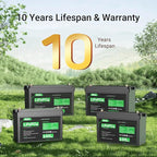 HQST LiFePO4 Battery 100ah Lithium Battery, 12V Lithium Iron Phosphate Battery Deep Cycle Marine Battery, 10 Year Lifetime with Low & High Temp Protection for RV, Trolling Motor, Boat-4 Pack